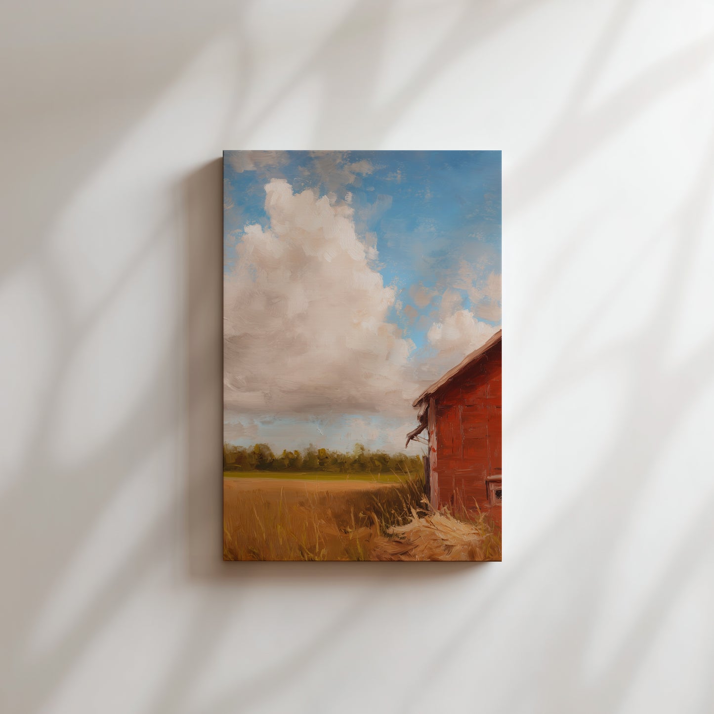 Rustic Landscape Canvas Print: Red Barn and Field