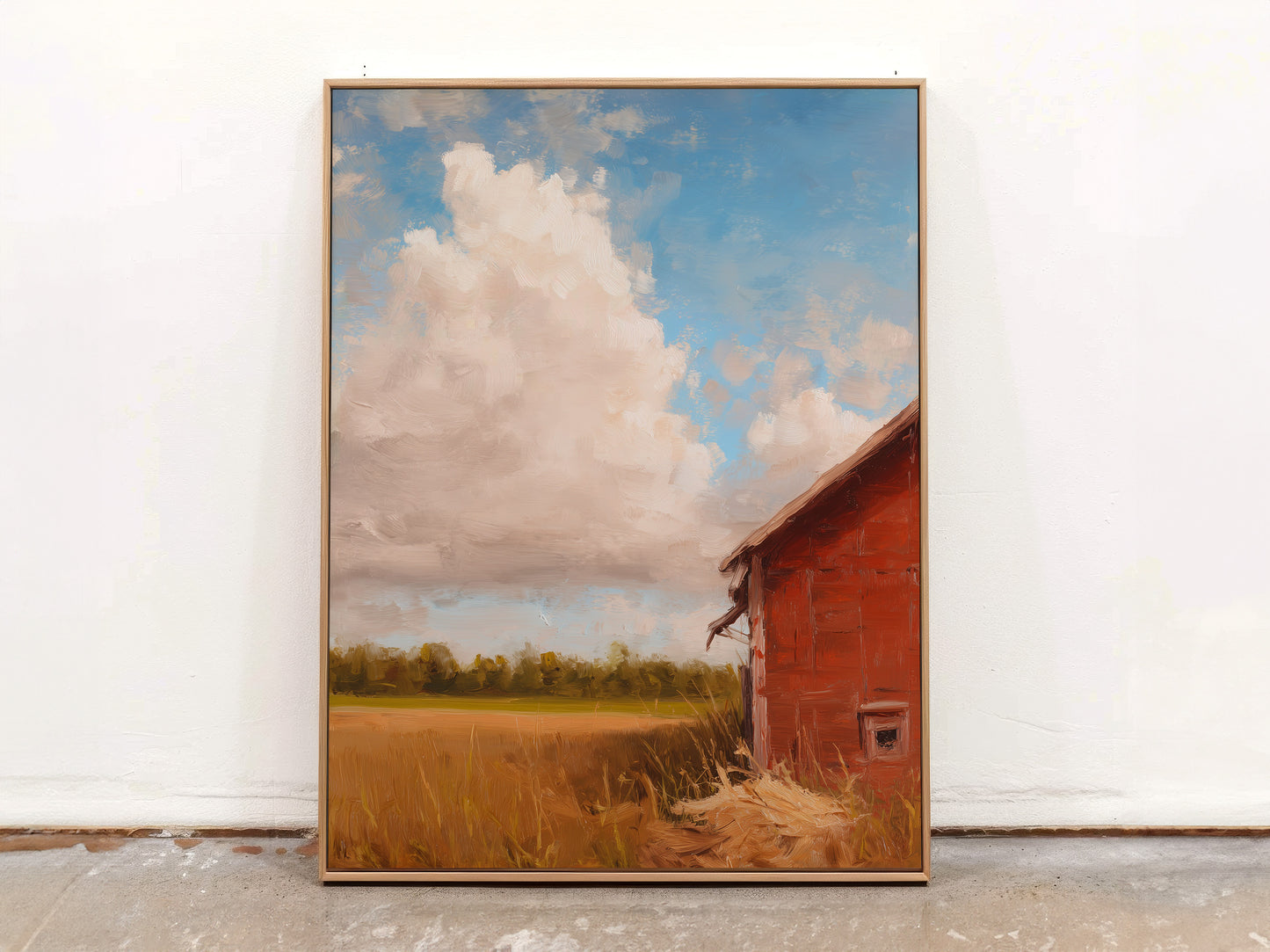 Rustic Landscape Canvas Print: Red Barn and Field