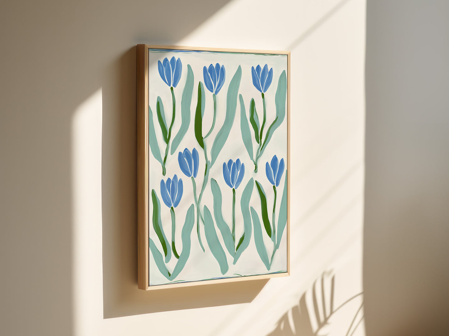 Blue Tulip Art Print on Vertical Canvas 18x24