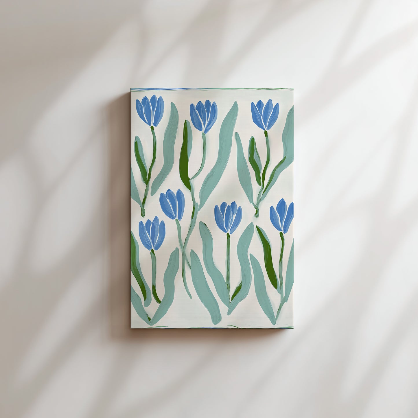 Blue Tulip Art Print on Vertical Canvas 18x24