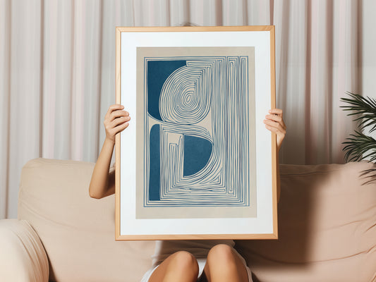 Abstract Blue Geometric Canvas Print - Modern Art Decor