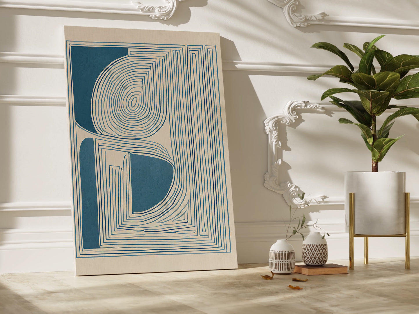 Abstract Blue Geometric Canvas Print - Modern Art Decor