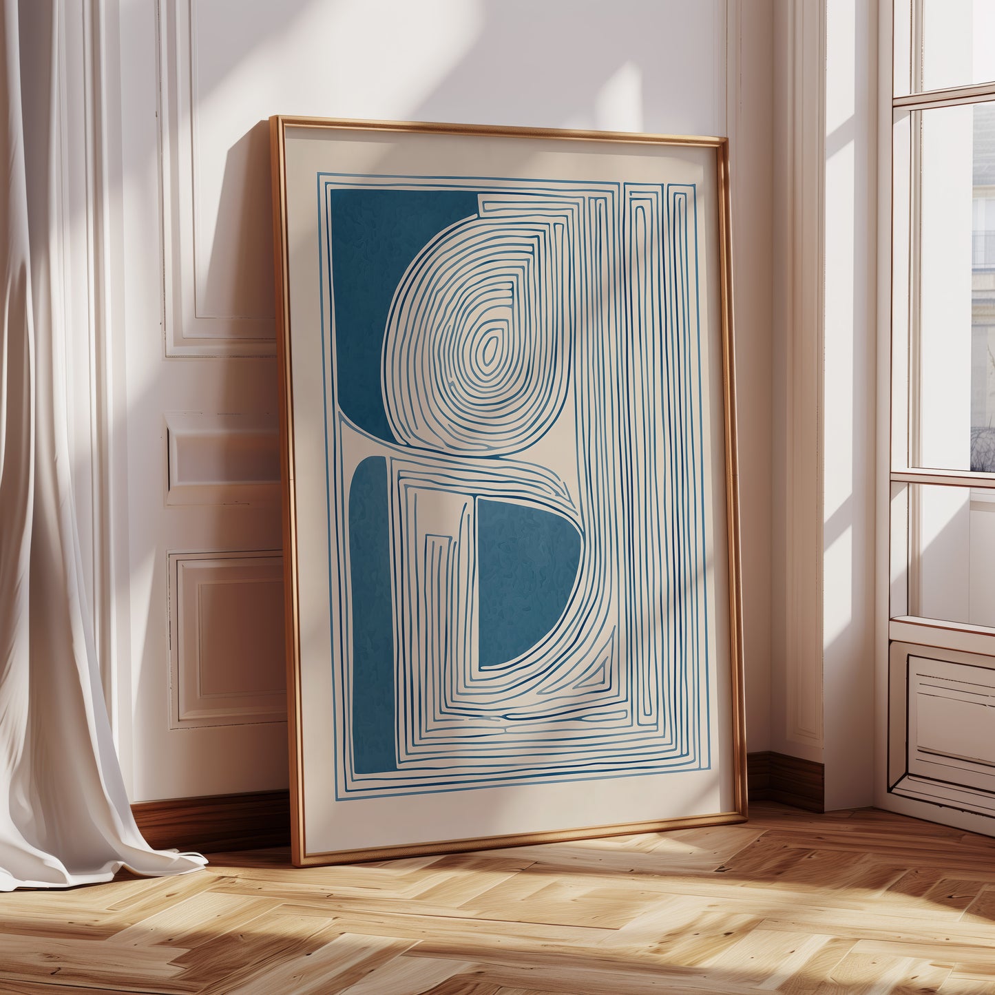 Abstract Blue Geometric Canvas Print - Modern Art Decor