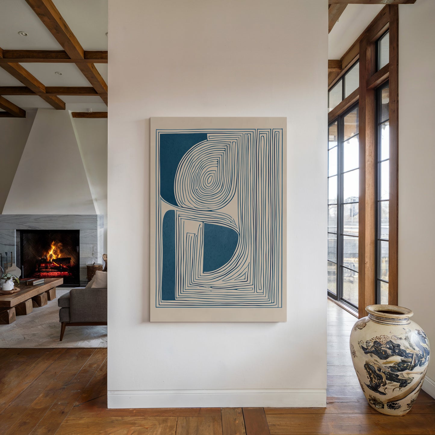 Abstract Blue Geometric Canvas Print - Modern Art Decor