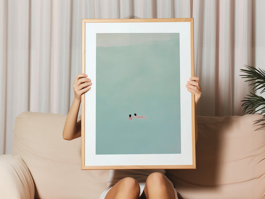 Minimalist Swimmer Abstract Canvas Print