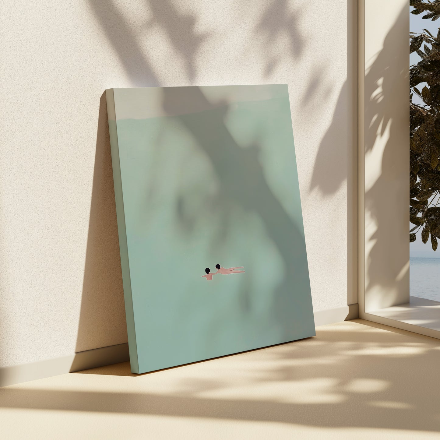 Minimalist Swimmer Abstract Canvas Print