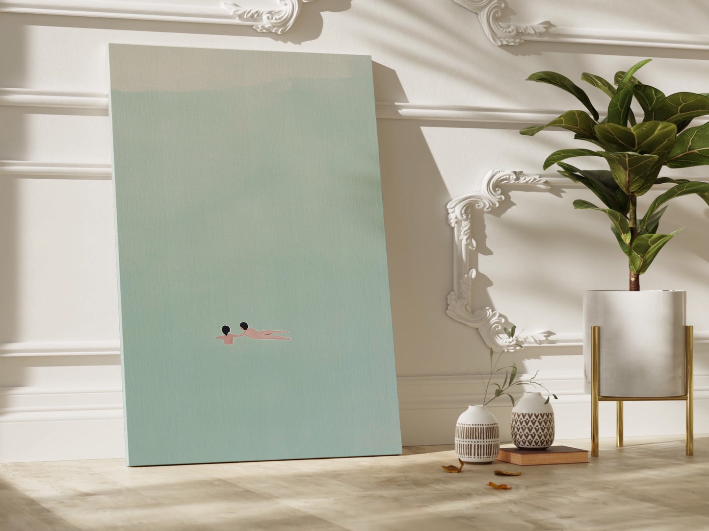 Minimalist Swimmer Abstract Canvas Print