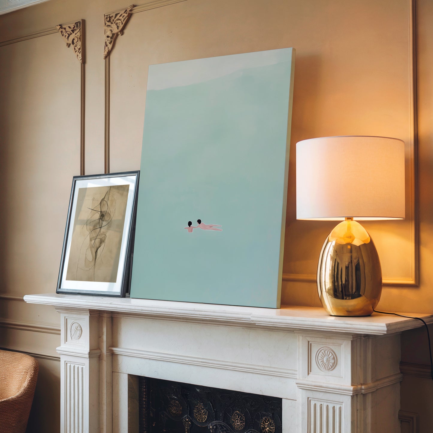 Minimalist Swimmer Abstract Canvas Print