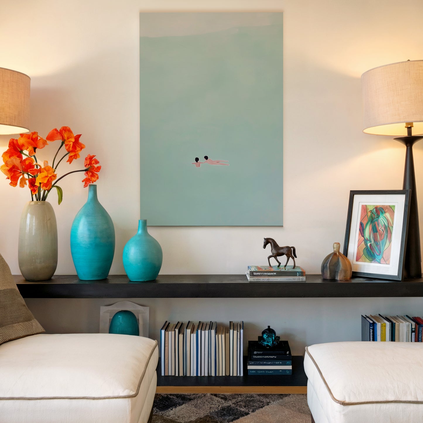 Minimalist Swimmer Abstract Canvas Print