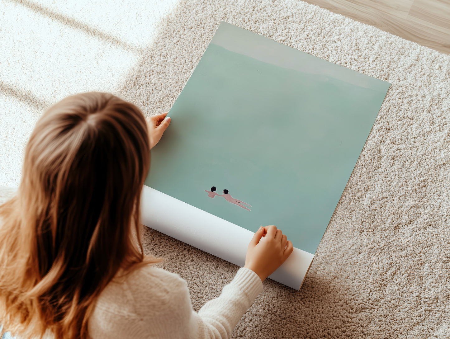 Minimalist Swimmer Abstract Canvas Print