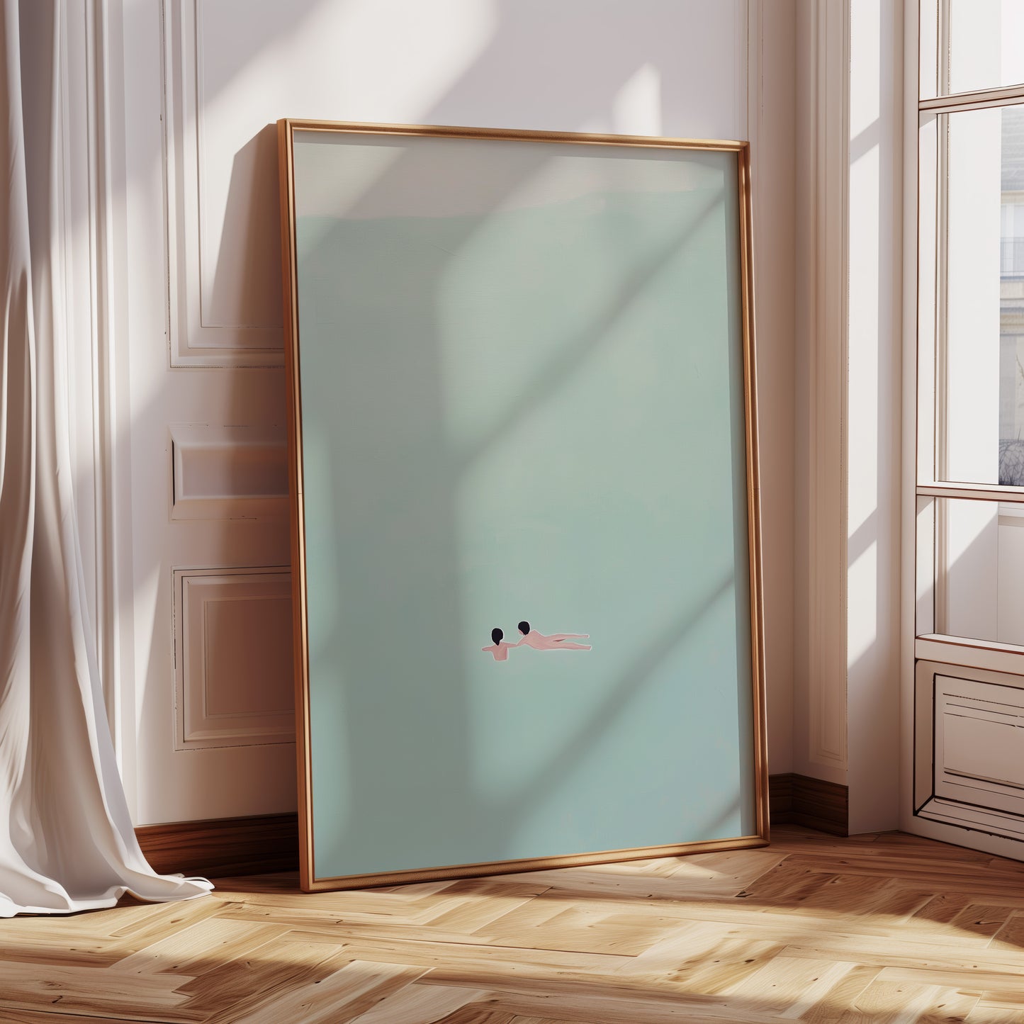 Minimalist Swimmer Abstract Canvas Print