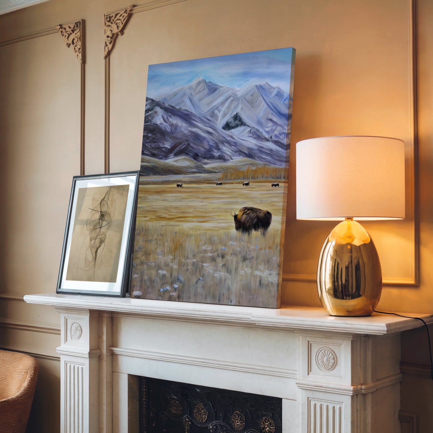 Mountain Bison Scenic Canvas Print