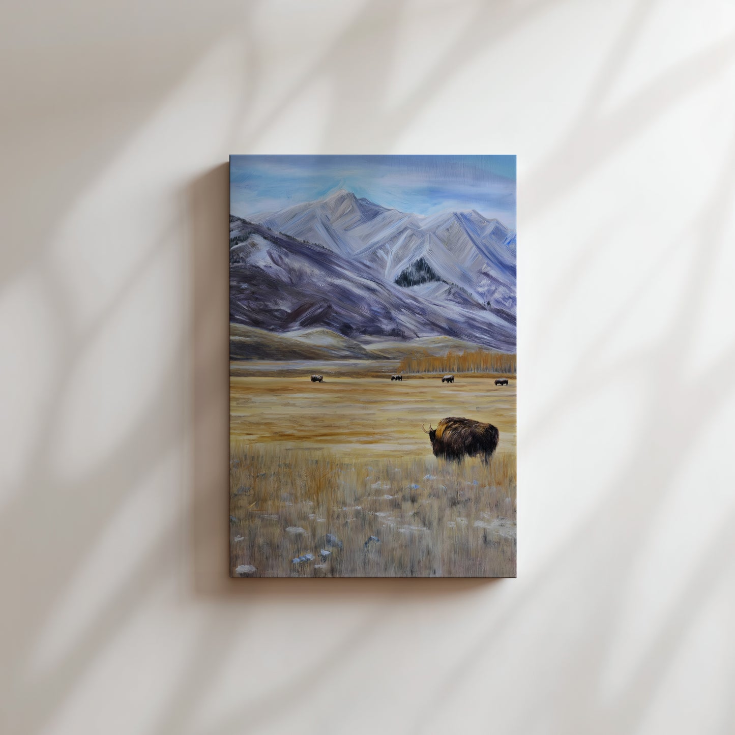 Mountain Landscape Canvas Print: Majestic Wild Buffalo Scene