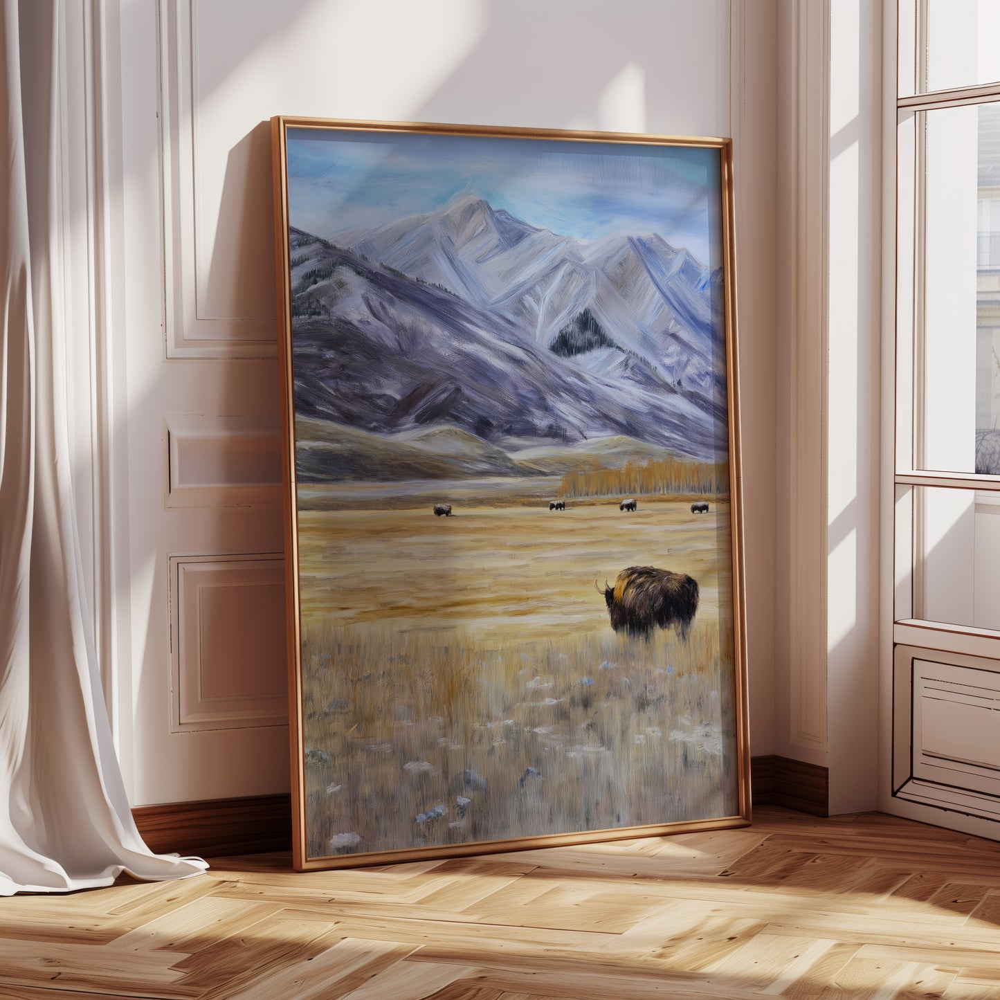 Mountain Bison Scenic Canvas Print