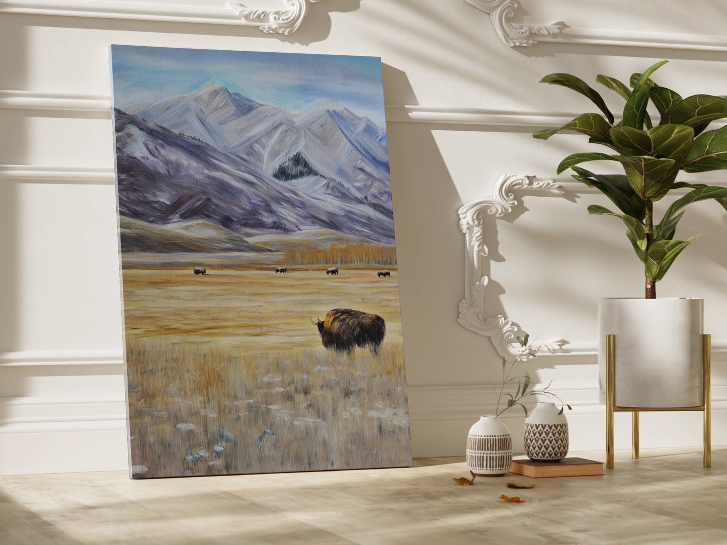 Mountain Bison Scenic Canvas Print