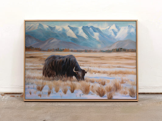 Rustic Bison Canvas Print: Mountain Landcape Art