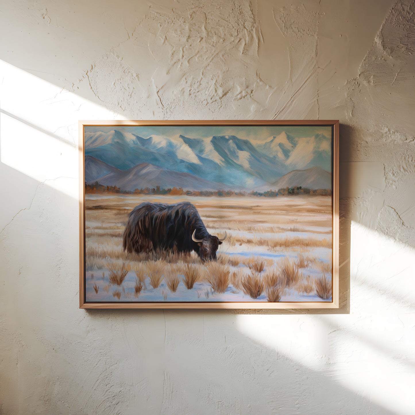 Rustic Bison Canvas Print: Mountain Landcape Art