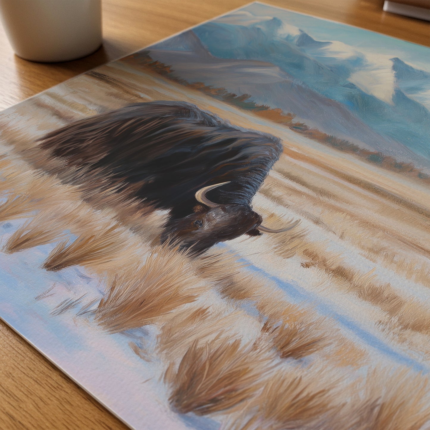 Rustic Bison Canvas Print: Mountain Landcape Art