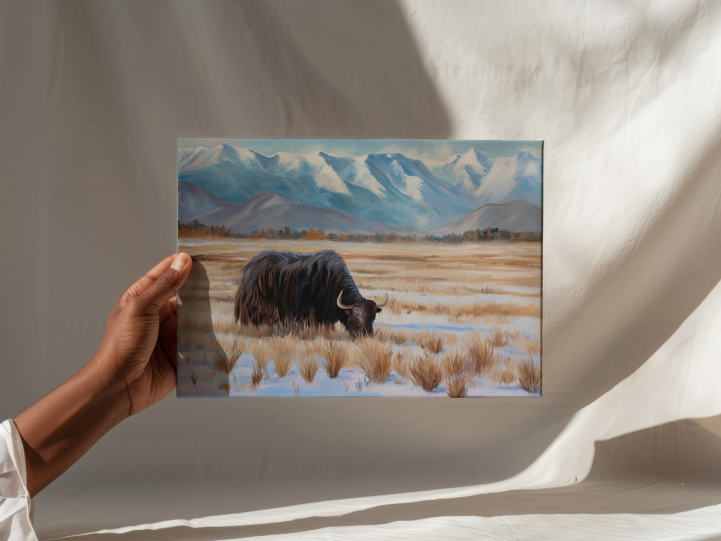 Rustic Bison Canvas Print: Mountain Landcape Art