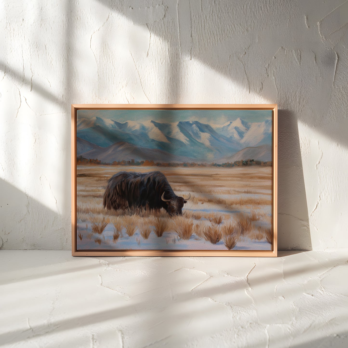 Rustic Bison Canvas Print: Mountain Landcape Art